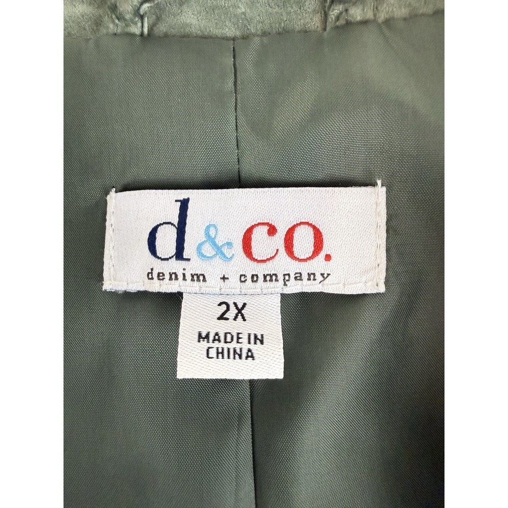 d&co. Jacket Women's 2X Green Leather Suede Long Sleeve‎ Pockets - Picture 3 of 6